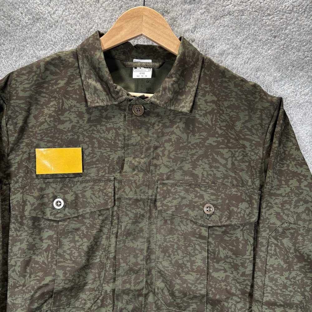 Czech Army Vz.92 Field Jacket Size 4/46 Men Small Green Camo Canvas Button Front